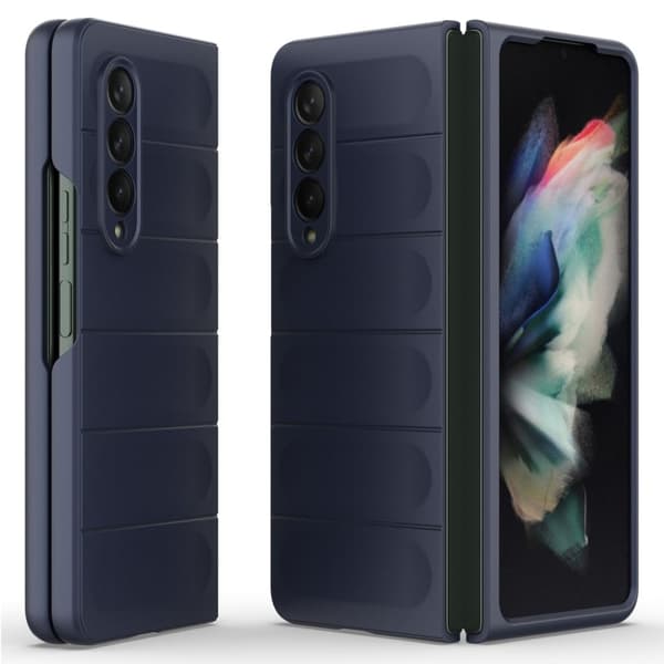 Blødt grebsformet Samsung Galaxy Z Fold3 5G cover - Mørkeblå Blue
