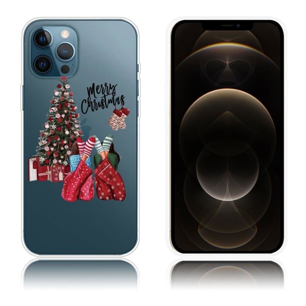 Fleksibelt bagcover til iPhone 12 Pro Max med julemønstertryk - Multicolor