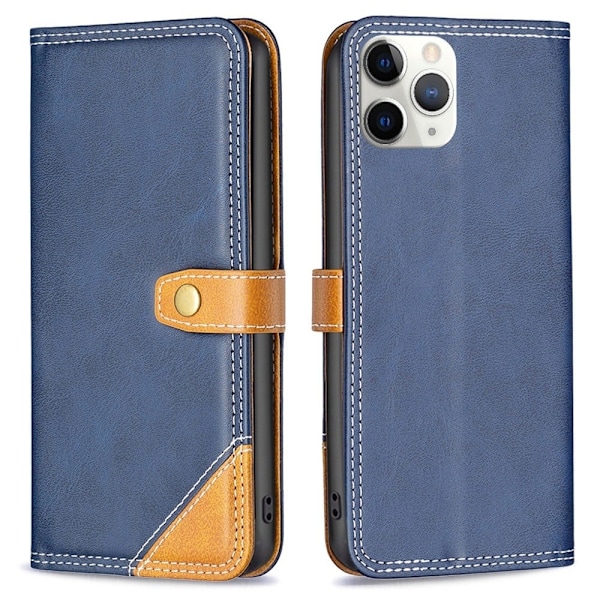 BINFEN kaksivärinen nahkakotelo iPhone 11 Pro - Sininen Blue