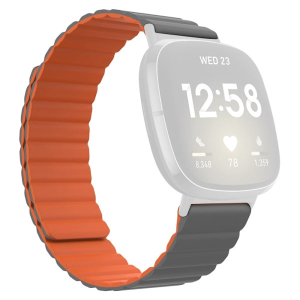 Fitbit Sense 2 / Versa 4 silikonikellon hihna - Harmaa / Oranssi Orange