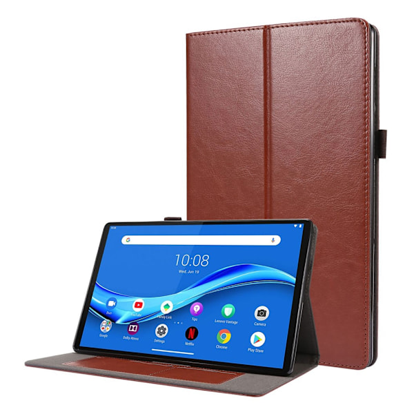 Crazy Horse Lenovo Tab M10 FHD Plus flipfodral i läder - Brun Brun