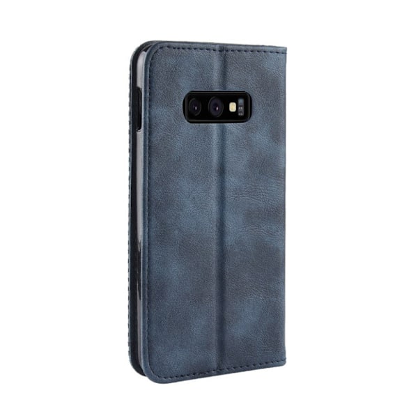 Samsung Galaxy S10e vintage stil læder flip etui - Blå Blue