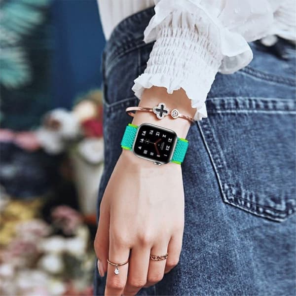 Apple Watch 40 mm klockarmband i nylondesign - Gul / Grön Grön