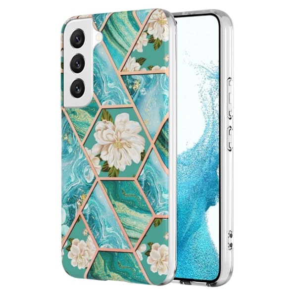 Marble Samsung Galaxy S23 Plus Etui - Blåe Blomster Blue