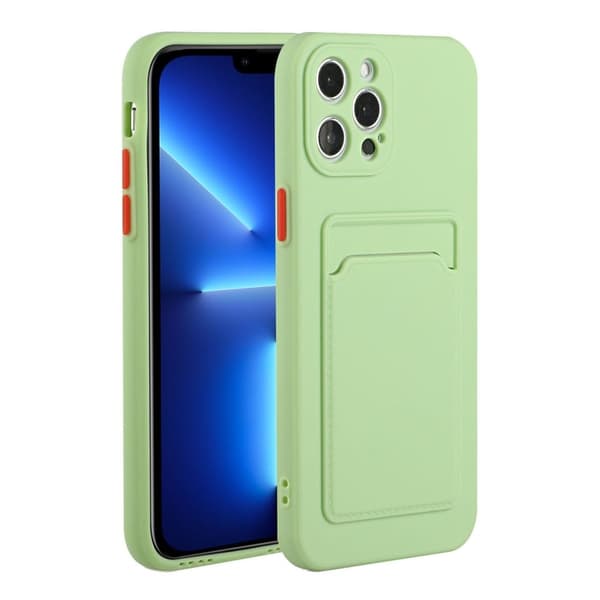 Deksel med Kortholder til iPhone 13 Pro - Lysegrønn Green