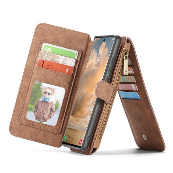 CaseMe Samsung Galaxy S22 Ultra retro lompakkokotelo - Ruskea Brown