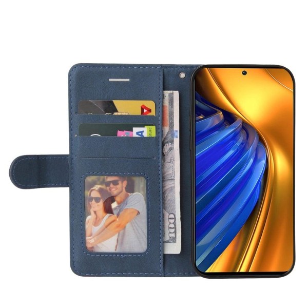 Tekstureret Xiaomi Poco F4 GT / Xiaomi Redmi K40S læderetui med rem - Blå Blue