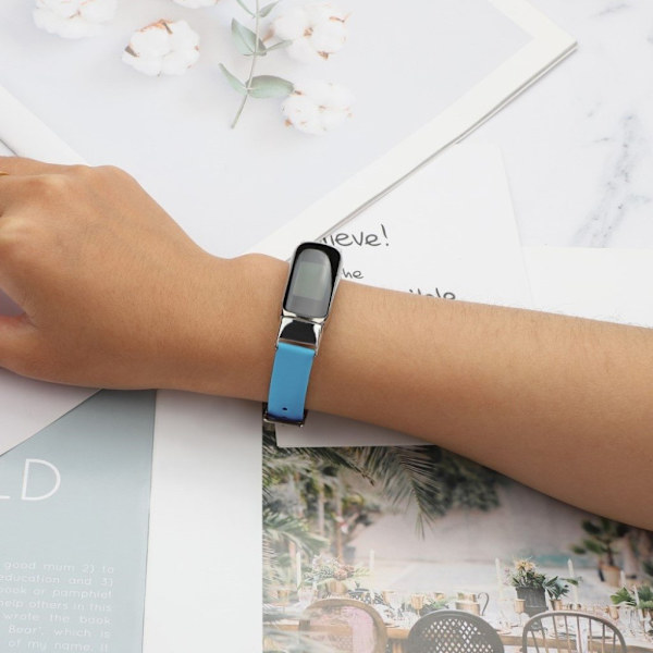 Fitbit Luxe urrem i ægte læder - Blå / Størrelse: L Blue