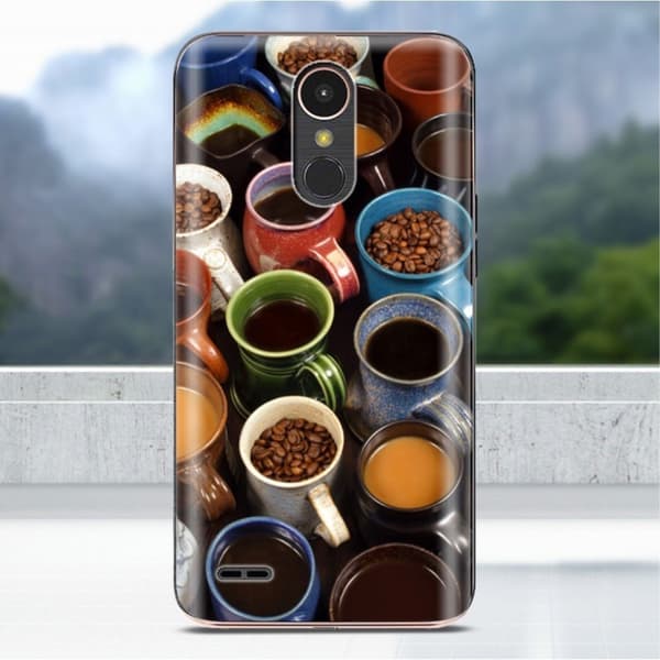 LG K10 2017 Softlyfit Pregede TPU Etui - Kaffe Beans Og Kaffe Brown