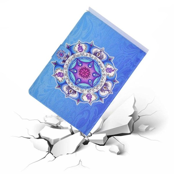 Amazon Fire 7 (2022) viileä kuvio nahkakotelo - Mandala Blue