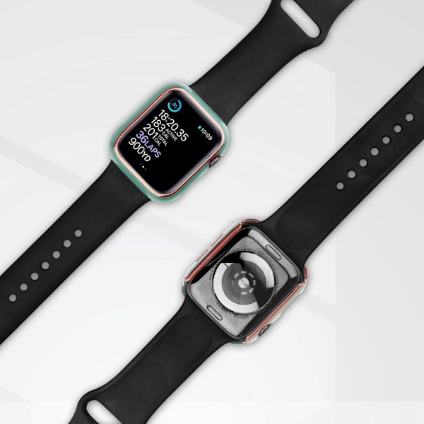 Apple Watch SE 2022 (44mm) dual color electroplating cover with tempered glass - Blackish Green / Gold Grön