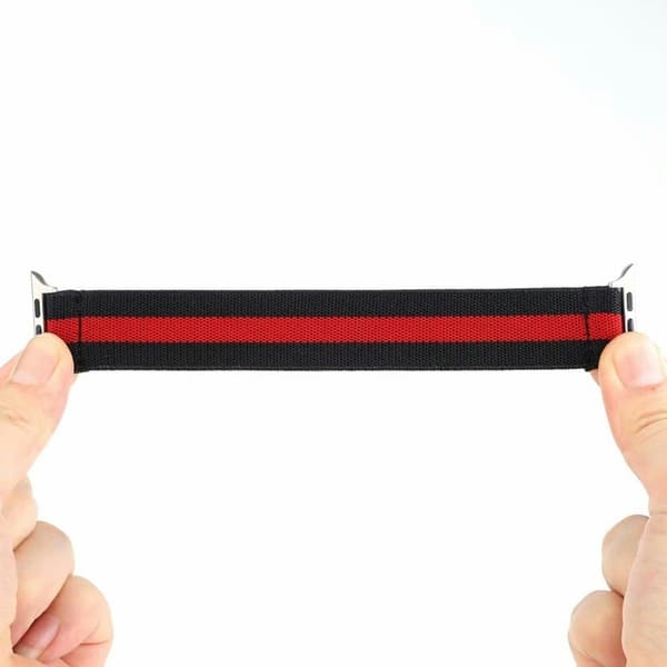 Apple Watch Series 6 / 5 40mm klæde mønster rem - Between sort is a rød Line Red