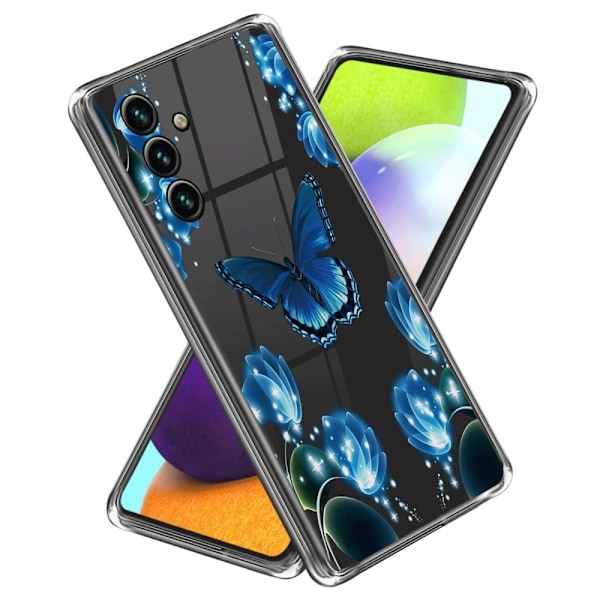 Butterfly läder Samsung Galaxy A54 fodral - Blå Blå