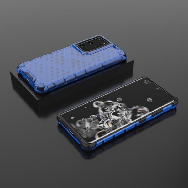 Bofink Honeycomb Samsung Galaxy S21 Ultra Etui - Blå Blue