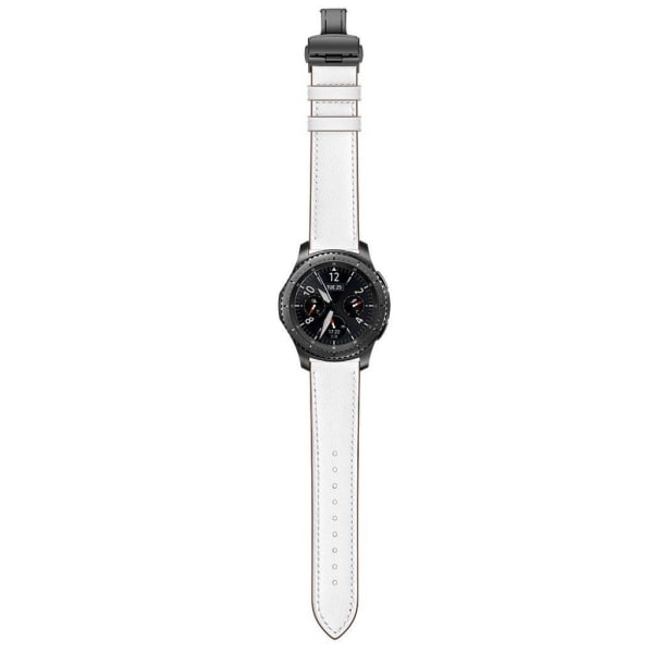 Samsung Gear S3 / S3 Frontier aito nahkainen ranneke - Musta / Valkoinen White