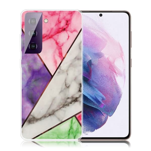 Marble Samsung Galaxy S21 FE Etui - Lilla / Rose / Hvid / Grøn Multicolor
