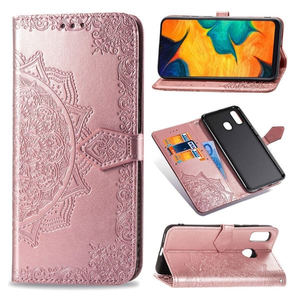 Mandala Samsung Galaxy A30 etui i lær - Rosa Pink
