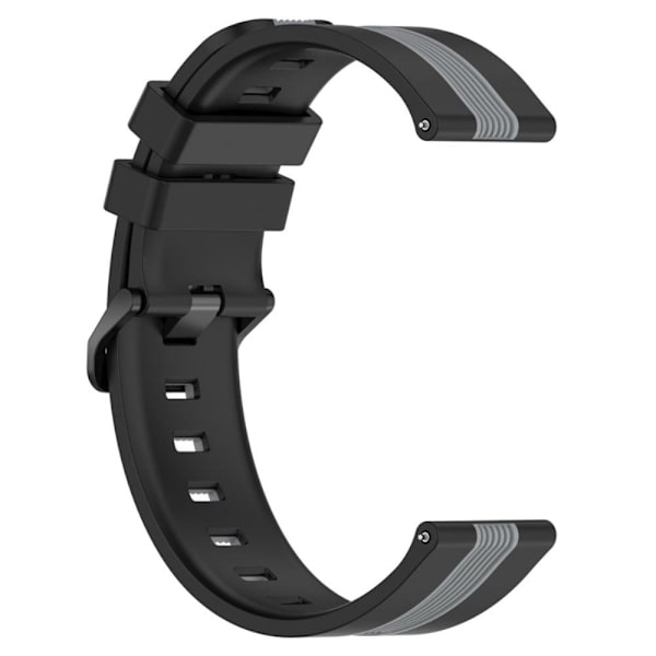 22 mm universalarmband i tvåfärgad silikon - Svart / Grå Svart