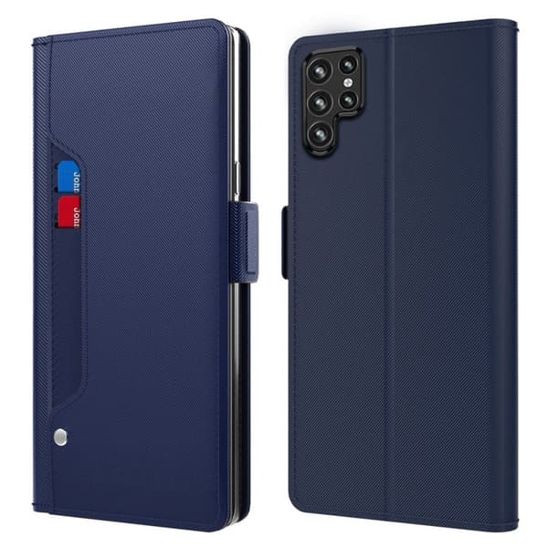 Phone Etui med Make-up Mirror og Slick Design til Samsung Galaxy S23 Ultra - Blå Blue