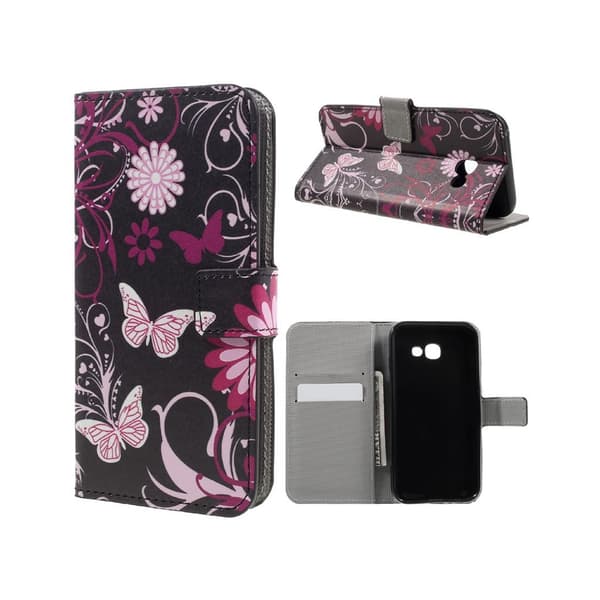 Samsung Galaxy A3 (2017) beskyttende læder-etui - Sommerfugle og blomster Multicolor