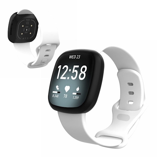 Fitbit Versa 3 / Sense silikonarmbånd - Hvit Størrelse: S White