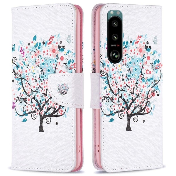 Wonderland Sony Xperia 5 III flip etui - Blomstertræ Multicolor