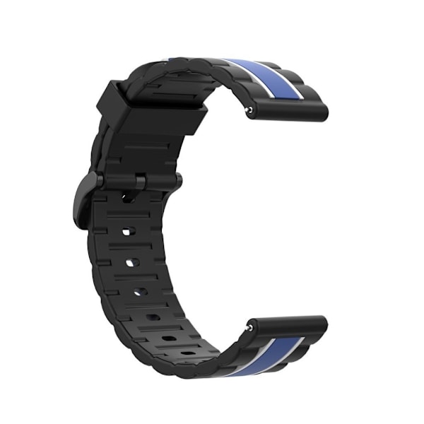 20mm Universal wave square silikone urrem - Sort / Hvid / Blå Black