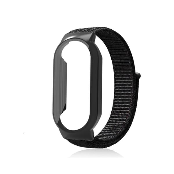 Xiaomi Mi Band 7 nylon-urrem med cover og hærdet glas - Sort / Sort Black