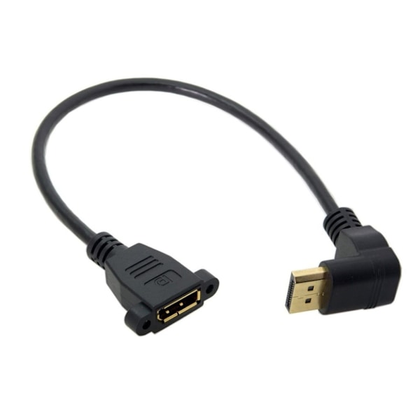 DP-015-DN förlängningskabel för DisplayPort hankontakt till honkontakt 90 grader uppåtvinklad 30CM Svart