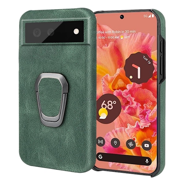 Stötsäkert läderfodral med oval kickstand för Google Pixel 6 - Grön Grön