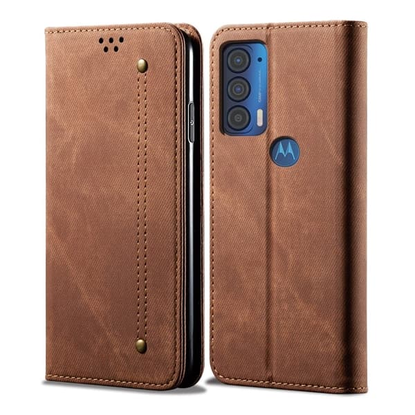 Jeans Motorola Edge (2021) fodral - Brun Brun