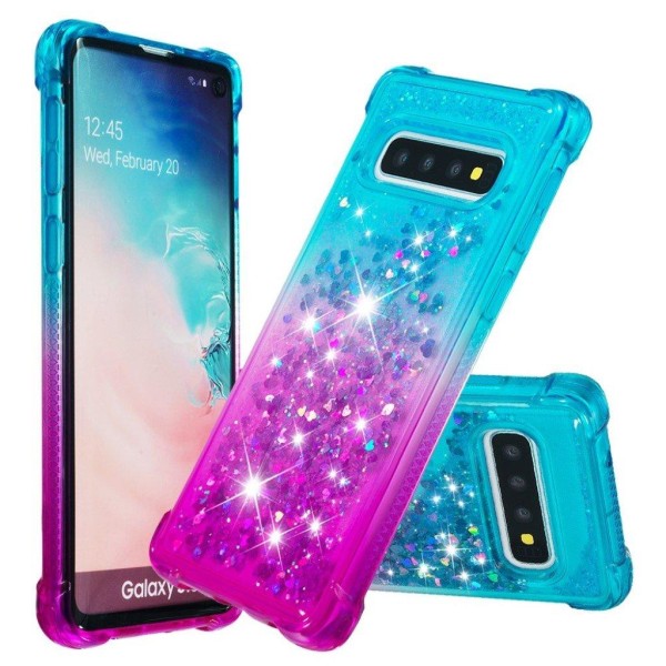 Samsung Galaxy S10 gradueret glimmer cover - babyblå / lilla Multicolor