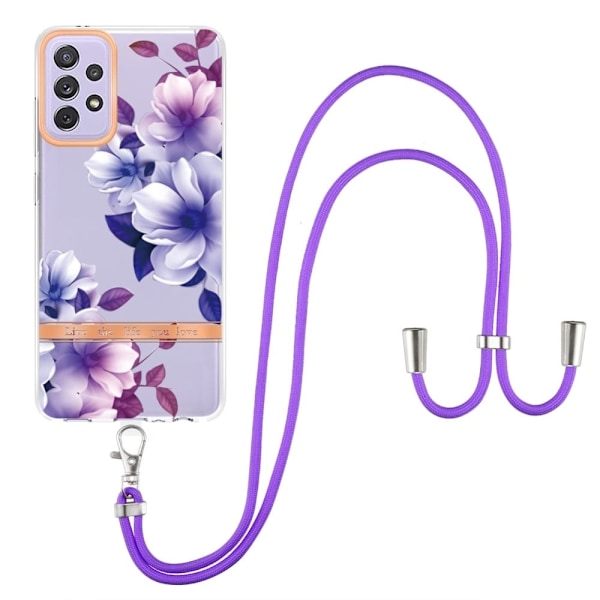 Slankt og slidstærkt softcover med nøglesnor til Samsung Galaxy A72 5G - Lilla Begonia Purple