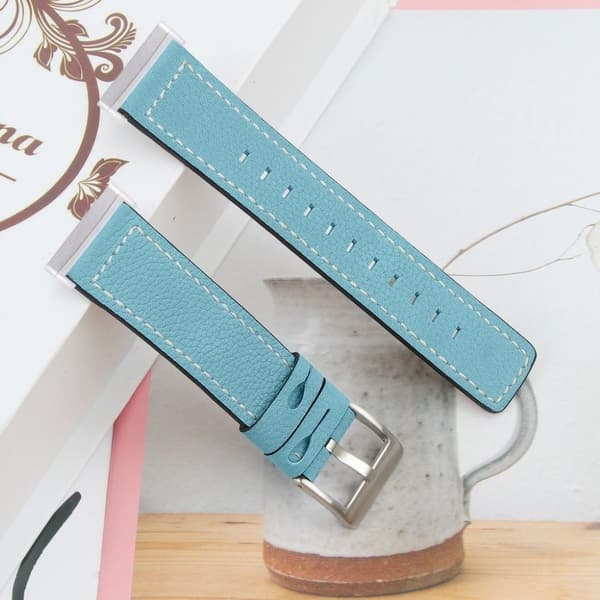 Fitbit Sense / Versa 3 weaving genuine leather watch band - Blue Blå
