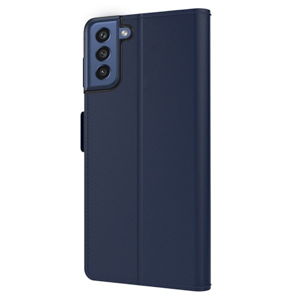 Phone Suojakotelo With Make-up Mirror And Slick Design For Samsung Galaxy S21 FE - Sininen Blue