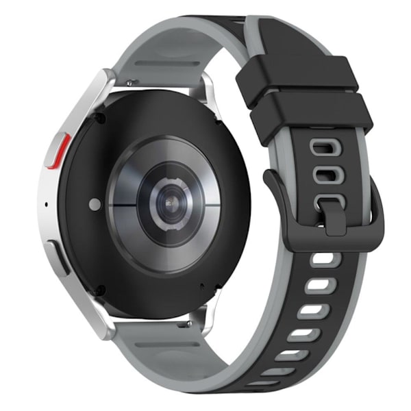 22 mm universellt dubbelfärgat klockarmband i silikon - Svart / Grå Silvergrå
