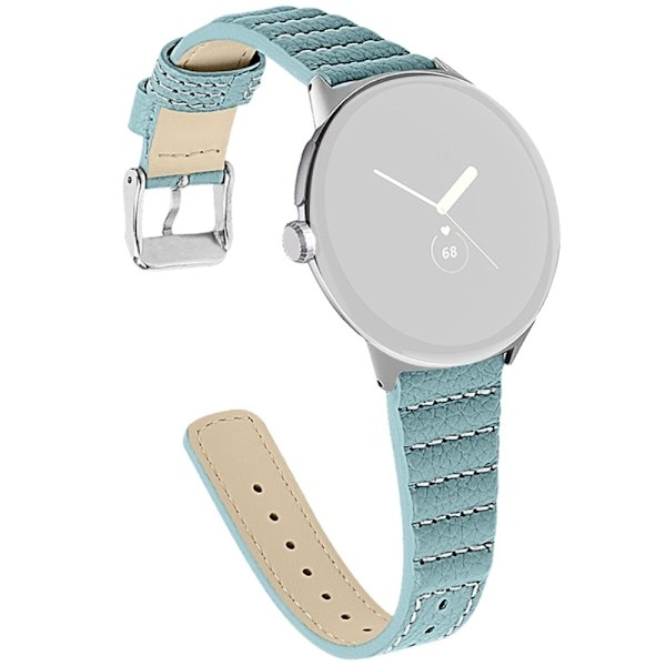 Google Pixel Watch wave-stil ekte lærrem - Blå Blue