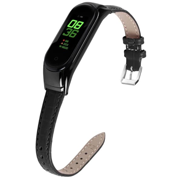 Xiaomi Mi Band 7 Toplags urrem i okselæder med sort cover - Sort Black