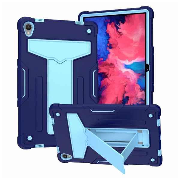 Lenovo Tab P11 T-Shaped kickstabd + silikonecover - Marine Blå / Blå Blue