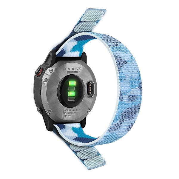 Klockarmband i nylon för Garmin- och Coros-klockor - Kamouflage Blå Blå