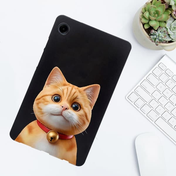 Samsung Galaxy Tab A9 Fodral Mönster Tryck Smal Flexibel Tablet Skyddsfodral - Korthårig Katt Brun