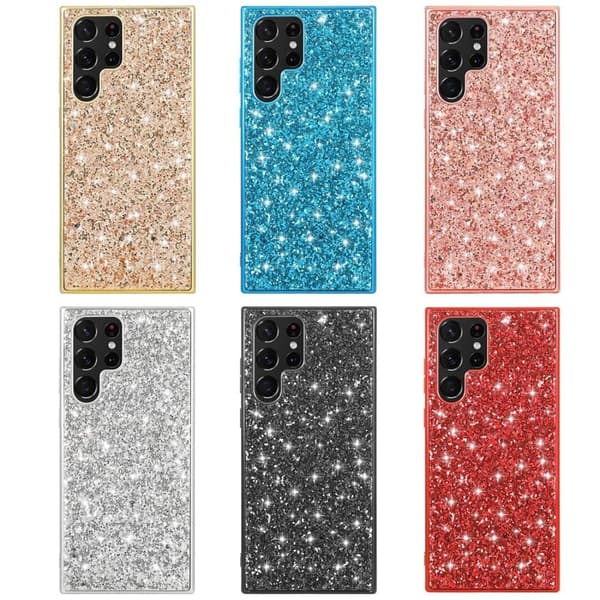 Glitter Samsung Galaxy S23 Ultra Etui - Sort Black