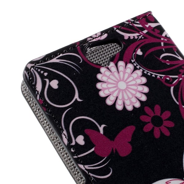 Moberg HTC One A9 Lær Etui - Sommerfugl Blomster Multicolor