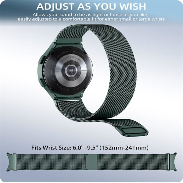 Samsung Galaxy Watch 5 Pro urrem i rustfrit stål med klart cover - Grøn Green