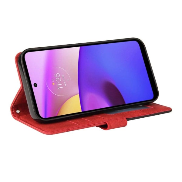 Tekstureret Læder Etui med Strop TilMotorola Moto E30 / E40 / E20 - Rød Red