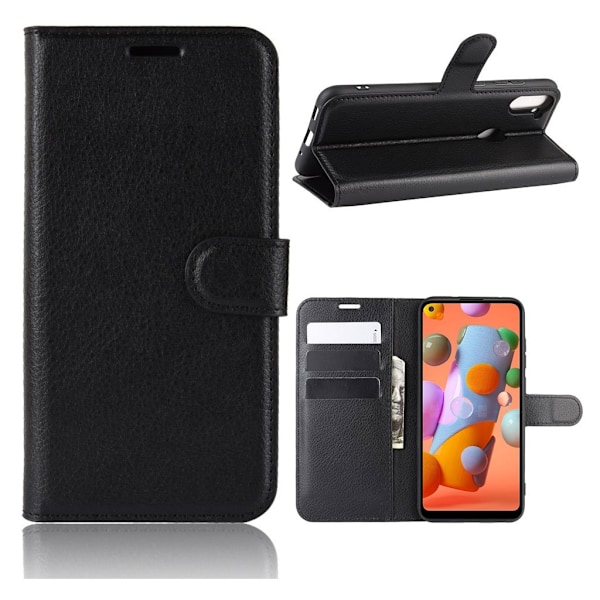 Classic Samsung Galaxy A11 flip kotelot - Musta Black