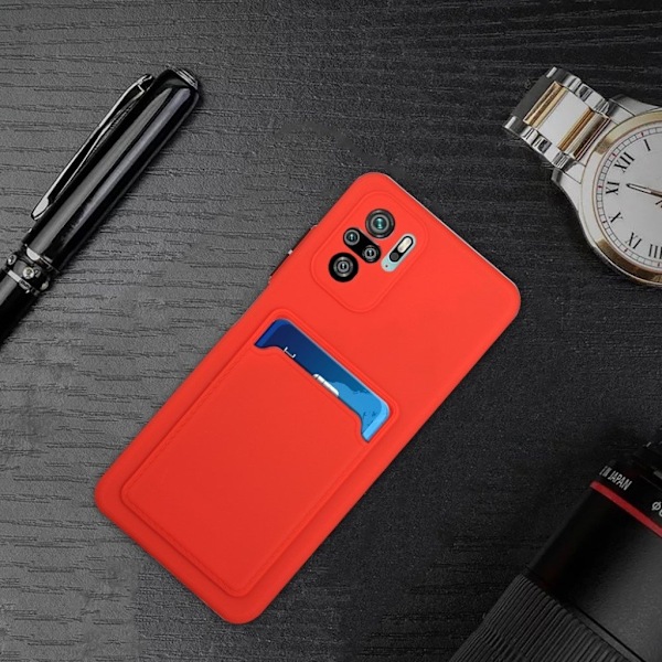 Card Holder Deksel til Xiaomi Redmi Note 10 / Note 10s - Rød Red
