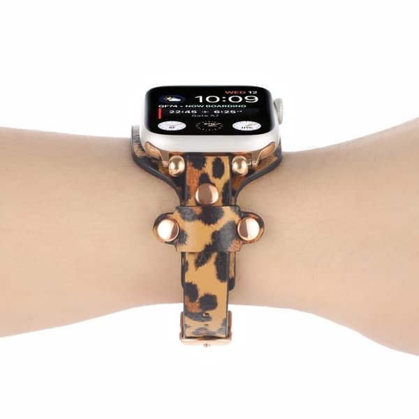 Apple Watch Series 8 (41 mm) rem i ekte skinn - Leopardmønster Brown