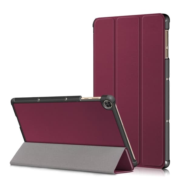 Tri-fold læderstativ-etui til Huawei MatePad T10 - Rødvin Red