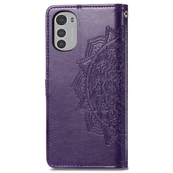 Mandala läder Motorola Moto E32 fodral - Lila Lila